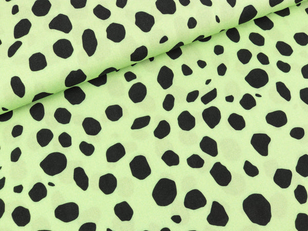 Viskose Webware Pauline Tupfen schwarz auf Hellgrün