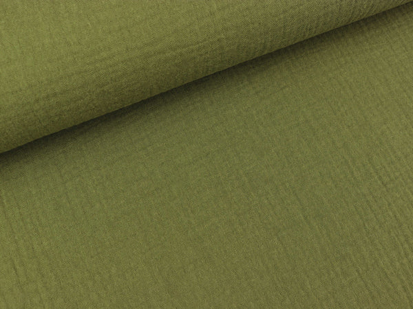 Baumwoll Double Gauze Jenke khakigrün uni