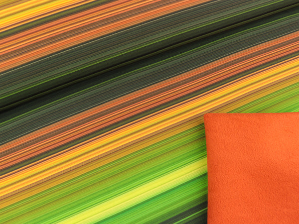 NANO Softshell Robin Schmale Streifen dunkelgrün-orange-gelb-hellgrün