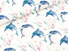 Rippjersey Mia Delfine auf Weiß Watercolor Look