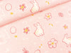 Baumwolljersey Graphic Bunny Häschen auf der Osterwiese rosa schraffiert