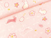 Baumwolljersey Graphic Bunny Häschen auf der Osterwiese rosa schraffiert
