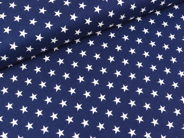 Baumwoll Webware Carrie Sterne weiß auf Dunkelblau