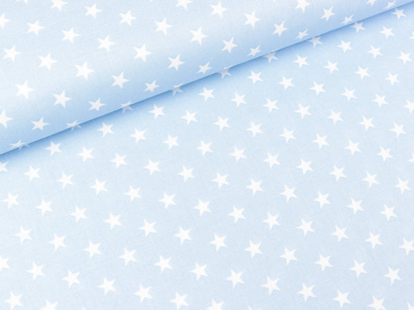 Baumwoll Webware Carrie Sterne weiß auf Wasserblau