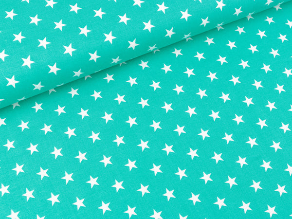 Baumwoll Webware Carrie Sterne weiß auf Mintgrün