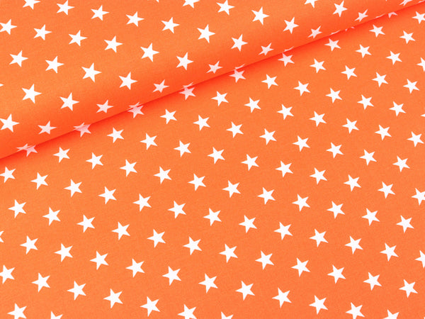 Baumwoll Webware Carrie Sterne weiß auf Orange