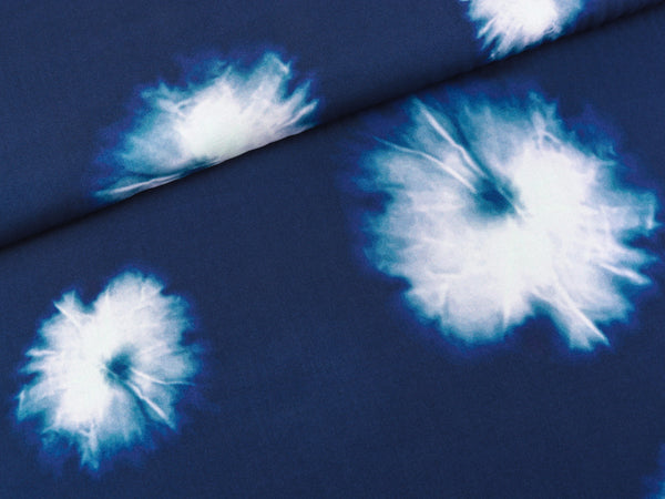 Viskose Webware Lexi Batikmuster Kreise dunkelblau-weiß FS22