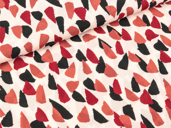 Viskose Webware Antonia Tupfen burgundy-terracotta-schwarz auf Creme