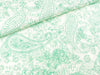 Javanaise Webware Großes Paisleymuster mintgrün auf Weiß
