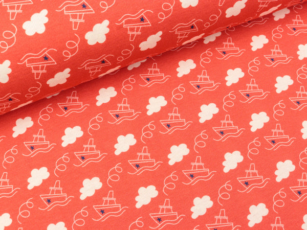 Hamburger Liebe Baumwoll Feinripp Kids Kollektion Sea Side Fishing Boots luce rosso