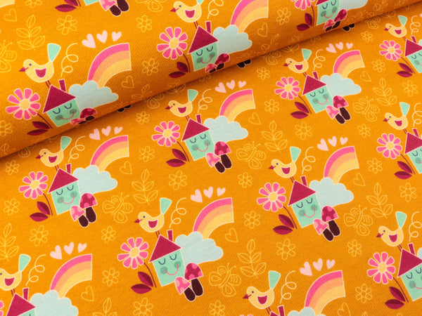 Hamburger Liebe Baumwoll Feinripp Kids Kollektion Sally and Friends Sallys House curry-bunt