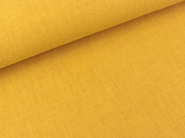 Leinenstoff Stonewashed Linnen ochre uni