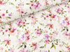Baumwoll Double Gauze Thea Blumen und Blätter flieder-bunt auf Weiß