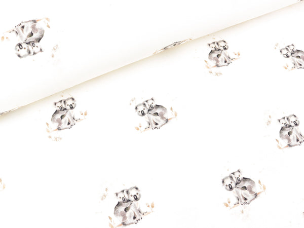 Bio Baumwolljersey Koalamama mit Baby auf Ecru