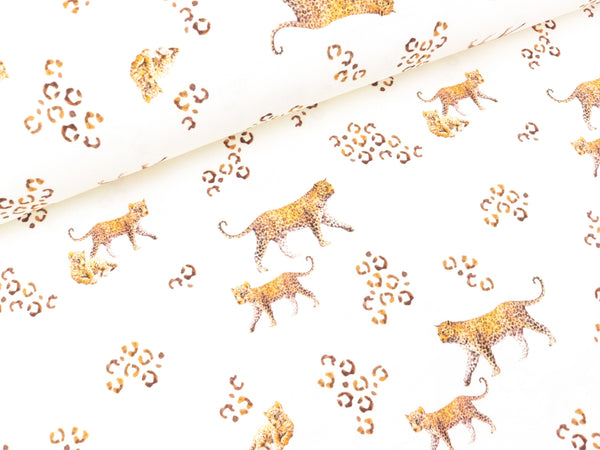 Bio Baumwolljersey Leoparden auf Ecru