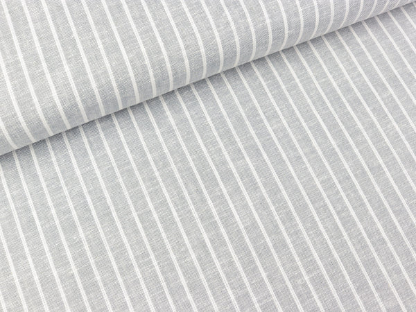 Leinen-Baumwollstoff Streifen weiß-hellgrau meliert