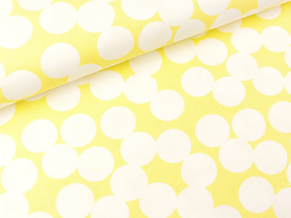 Baumwoll Canvas Druck Tillisy Dots weiß auf Hellgelb