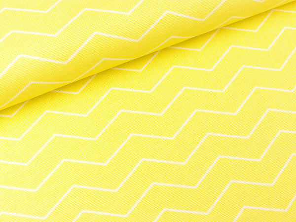 Baumwoll Canvas Druck Tillisy Zickzack weiß auf Hellgelb
