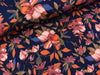 Viskosejersey Flowers orange-bunt auf Navy