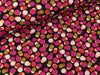 Viskose Twill Print Mix Dots fuchsia-khaki-bunt auf Schwarz