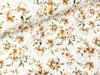 Bio Baumwolljersey Blumen beige-braun-senfgelb-grün auf Creme