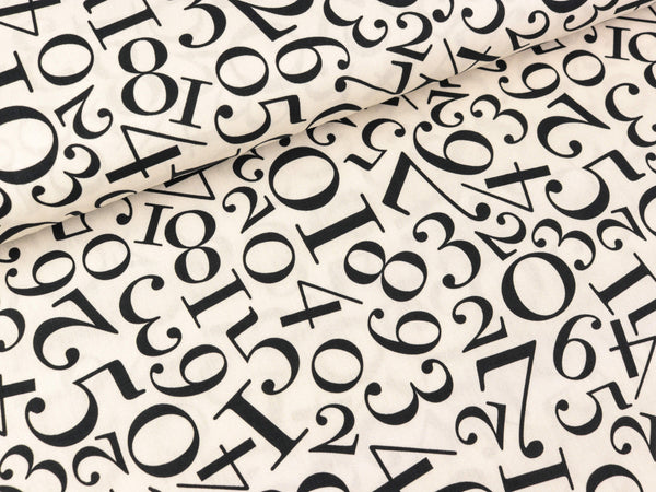 Baumwoll Webware Kim Zahlen schwarz auf Weiß