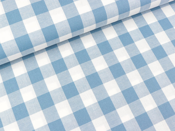Baumwoll Webware Karo dusty blue-weiß 2cm Karo