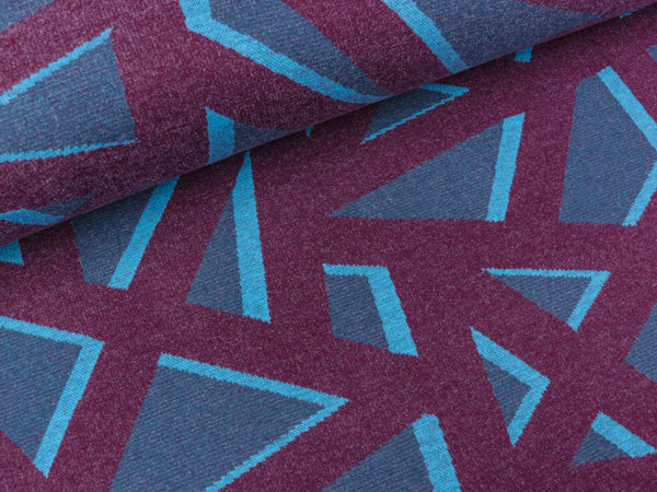 Jacquard Jersey Crisscross jeansblau-türkis-lila meliert by Thorsten Berger