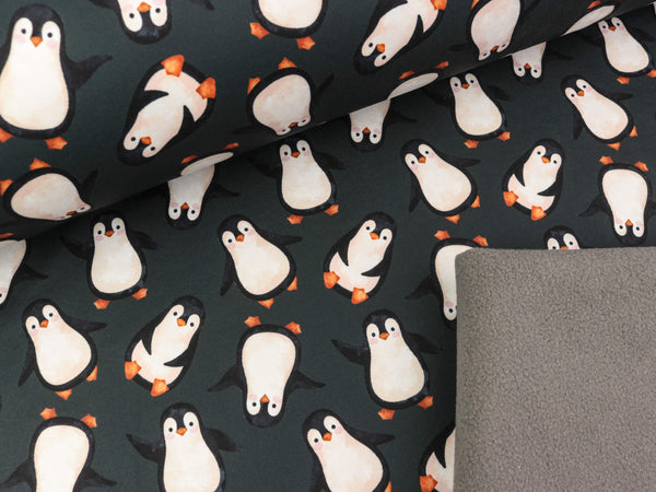 Softshell Fiete Pinguine bunt auf Anthrazit