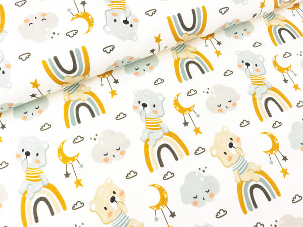 Baumwolljersey Aron Bärchens Traumland auf Weiß