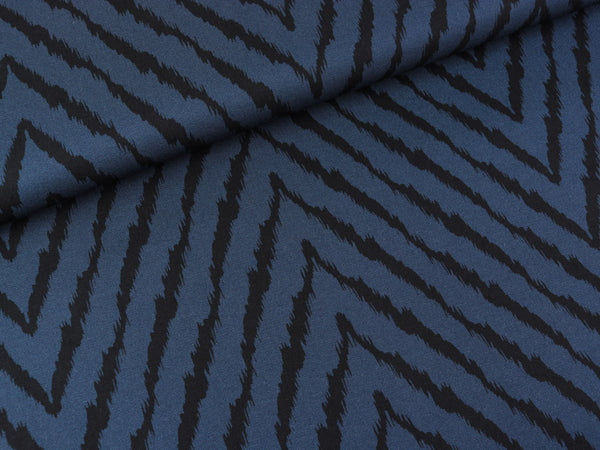 Viskose Webware Amalia Chevronmuster jeansblau-schwarz