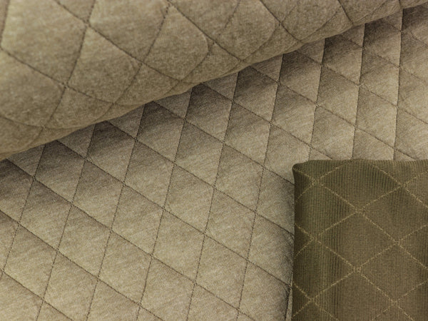 Heavy Knit Viskose Steppstoff Rautenmuster camel uni