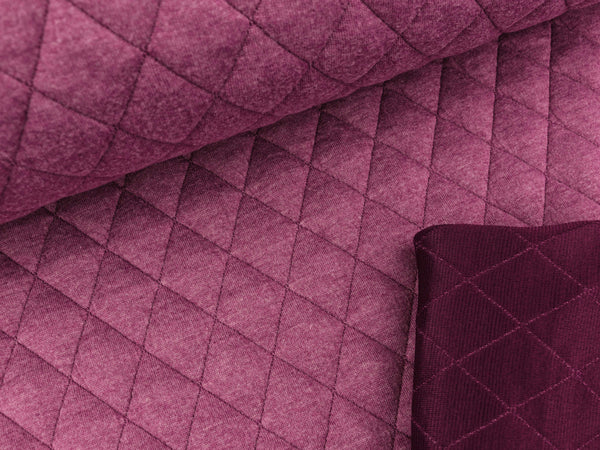 Heavy Knit Viskose Steppstoff Rautenmuster beere meliert