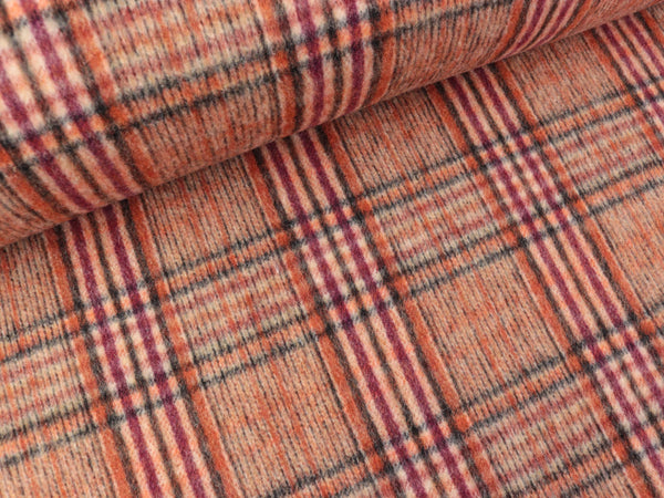 Mantel- und Jackenstoff Brushed Check orange-terra-bunt