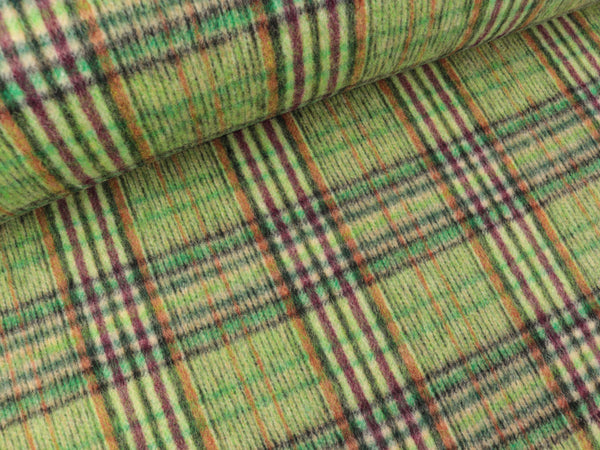 Mantel- und Jackenstoff Brushed Check lime-dunkelgrau-bunt