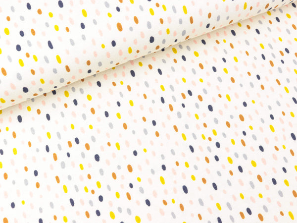 Baumwolljersey Little Big Tupfen bunt auf Natur by Käselotti