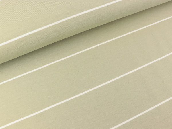 French Terry Sören Streifen natur-lindgrün