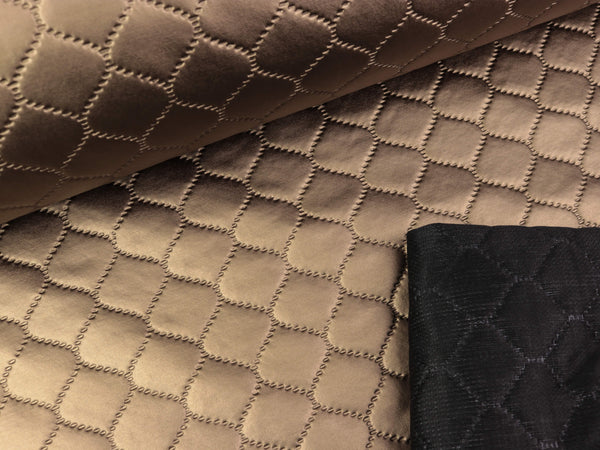 Steppstoff Deliza Quilt Lederoptik Rautenmuster bronze uni wattiert