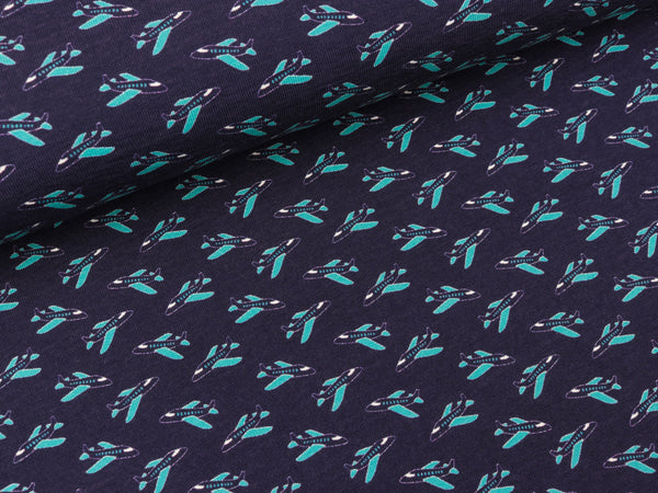 Hamburger Liebe Baumwolljersey Travel the World First Class blue navy-türkis-weiß