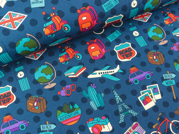 Hamburger Liebe Baumwollsweat Bucket List jeansblau-bunt