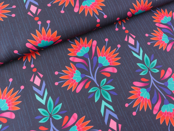 Hamburger Liebe TENCEL Webware Travel the World Desert Rose blue navy-bunt