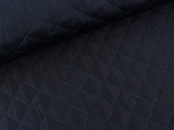 Steppstoff Dahli Quilt Rautenmuster navy uni wattiert
