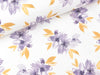 Baumwolljersey Flowers and Leaves lavendel-bunt auf Weiß Digitalprint