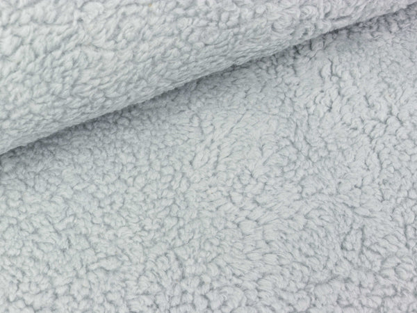 Kuscheliger Baumwoll Teddy Stoff hellgrau uni