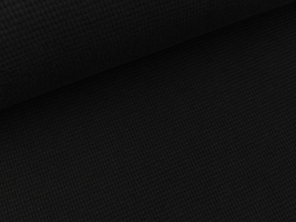 Gestrickter Baumwoll Waffeljersey schwarz uni