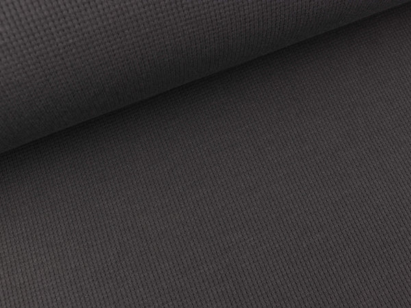 Gestrickter Baumwoll Waffeljersey dunkelgrau uni