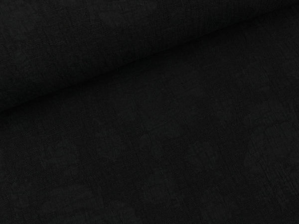 Baumwoll Leinen Gemisch Jacquard Elise schwarz uni