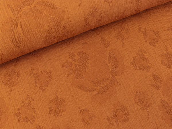 Baumwoll Leinen Gemisch Jacquard Elise gold brown uni