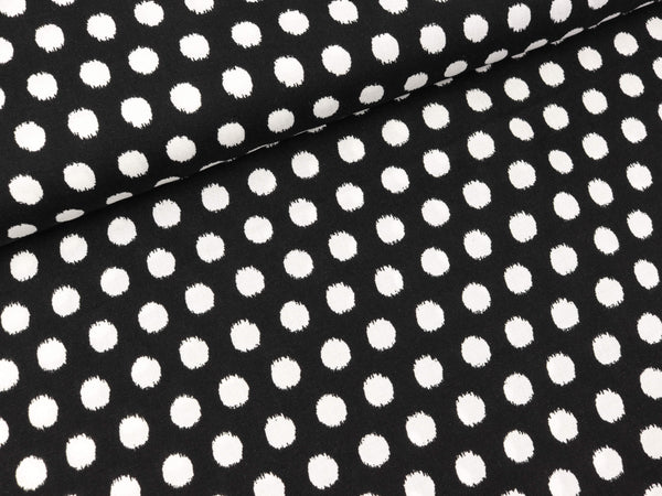 Viskose Webware Chally Dots weiß auf Schwarz