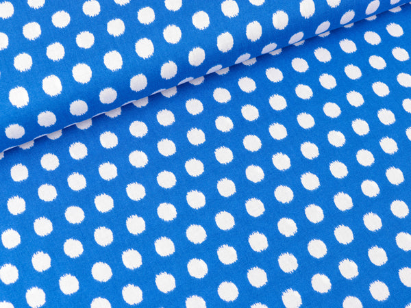 Viskose Webware Chally Dots weiß auf Royalblau